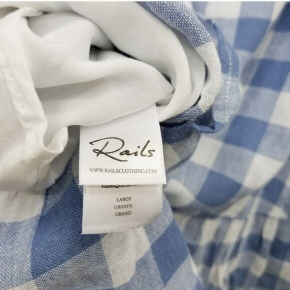Rails Brigitte gingham blue white ruffle wrap dress Periwinkle M - Picture 6 of 7
